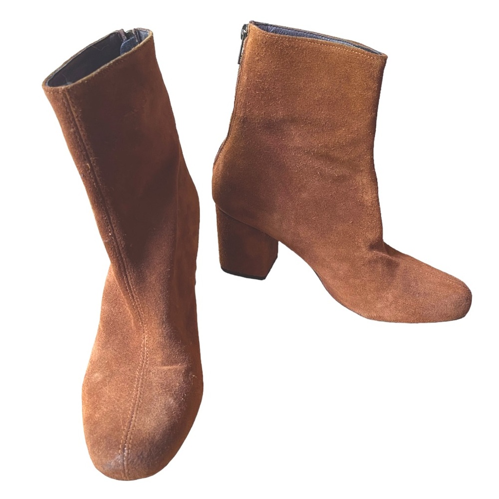 Free‎ People Tan Suede Cecile Heeled Ankle Boots 8